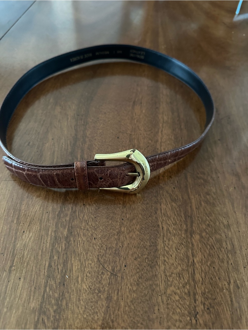Brown Leather Belt with Gold Buckle